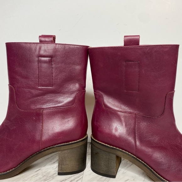 Free People Tabby Mulberry Leather Heeled Ankle Boot 38 1/2 - Picture 8 of 15